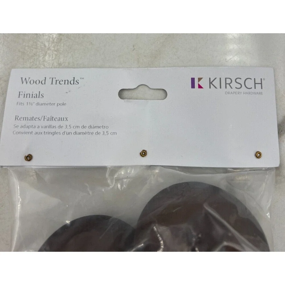 Kirsch Wood Curtain Finials Trends Fits 1 3/8 Inch Dark Brown Wren Pair